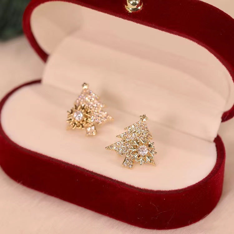 Rotatable Christmas Tree Earrings Shiny Rhinestone Snowflake Stud Earring New Year Xmas Festival Ear Jewelry Gifts Autumn And Winter Rotatable Christmas Tree Earrings Shiny Rhinestone Snowflake Stud Earring New Year Xmas Festival Ear Jewelry Gifts Autumn And Winter